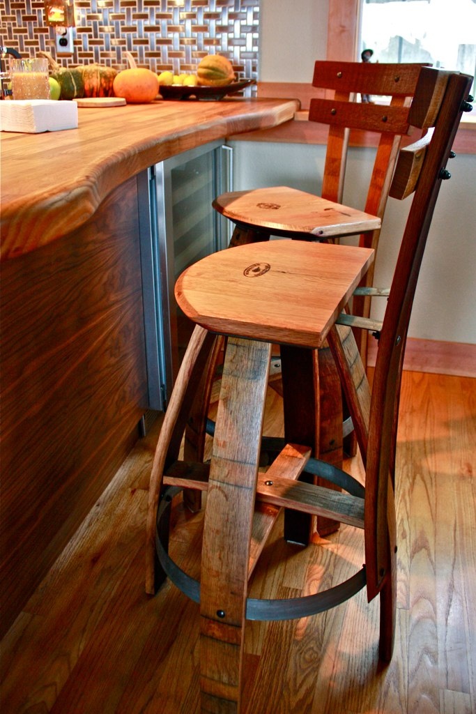 Wine barrel bar stools