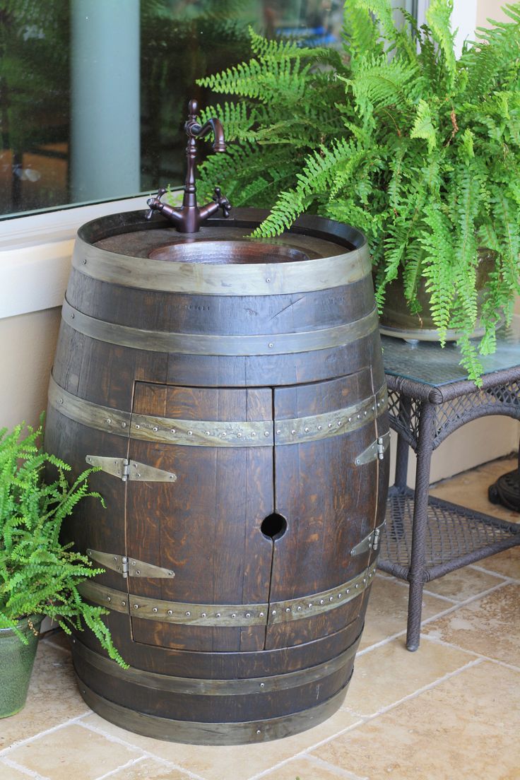 Wine barrel vanity from Katy Barrel Company