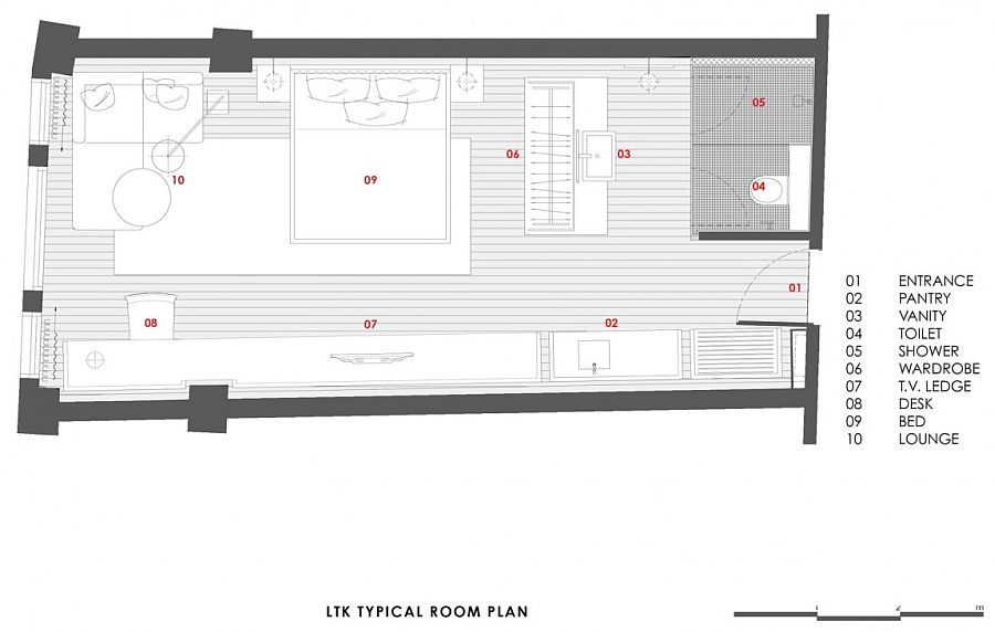 A look at the floor plan of guest suite at Loke Thye Kee Residences