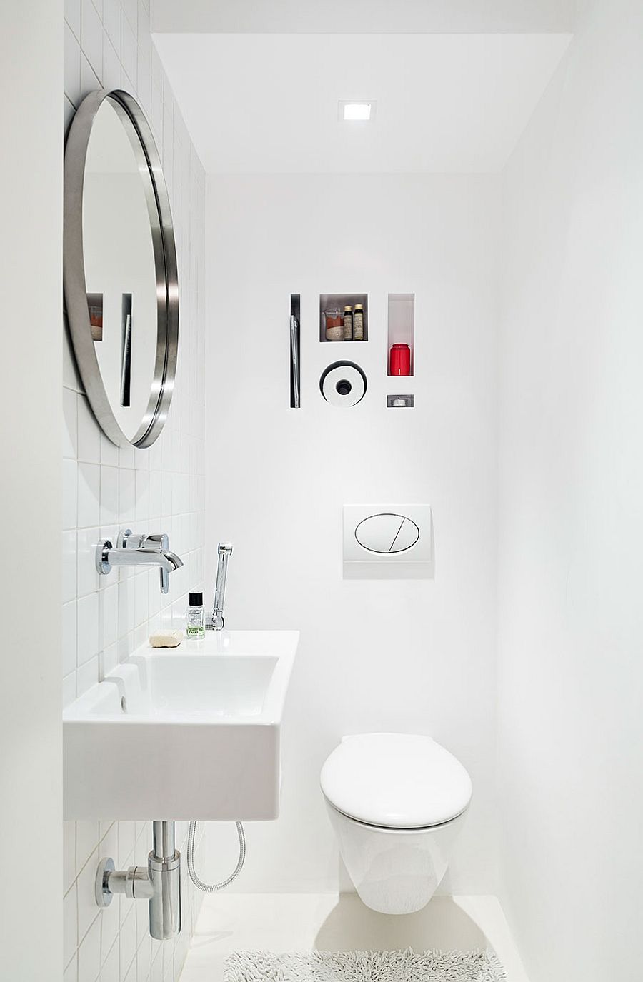 All-white small bathroom design