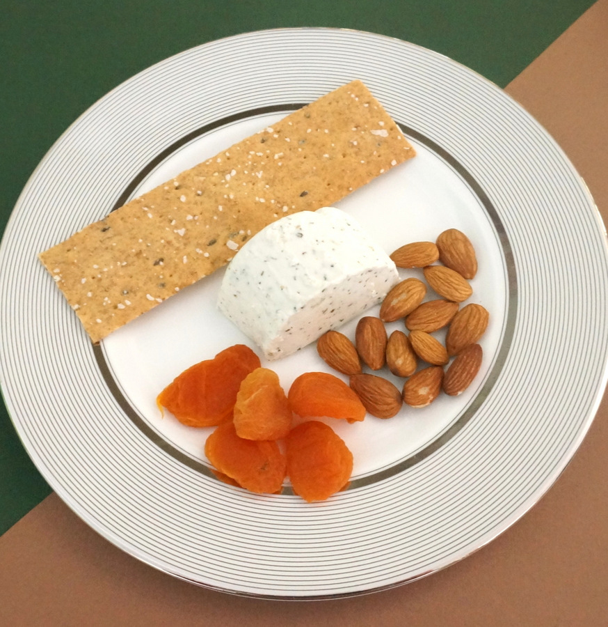 An individual Thanksgiving cheese plate