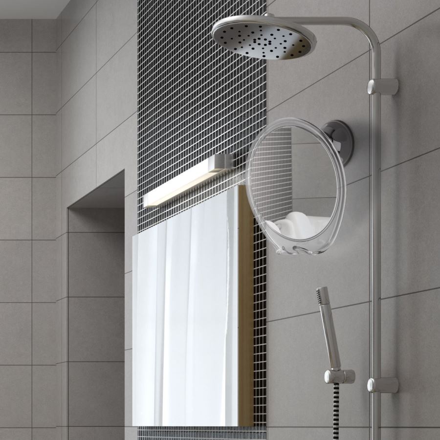 Anti-fog shaving mirror for the shower