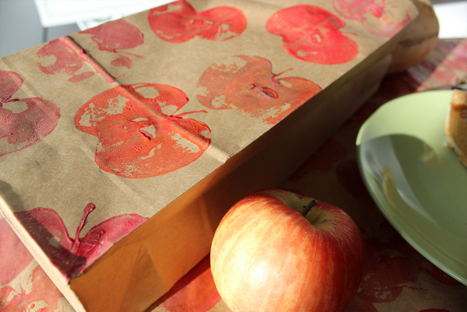 Apple Stamped Gift Bag