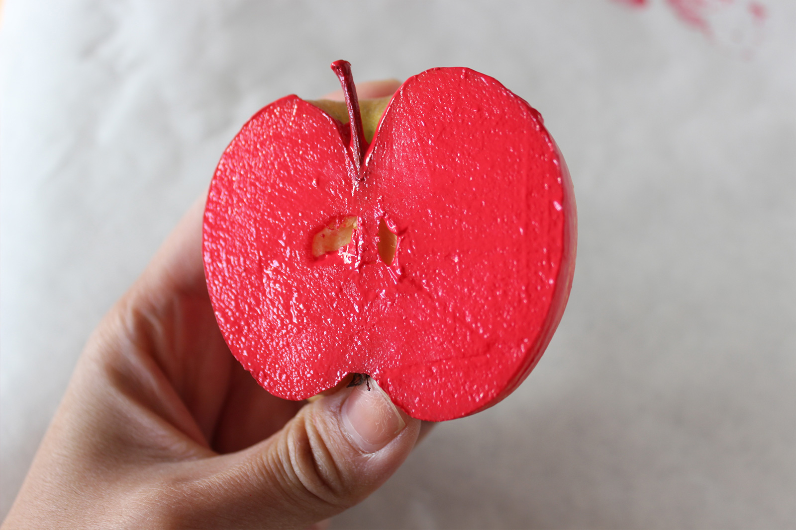 Apple Stamping Paint Applied on Apple