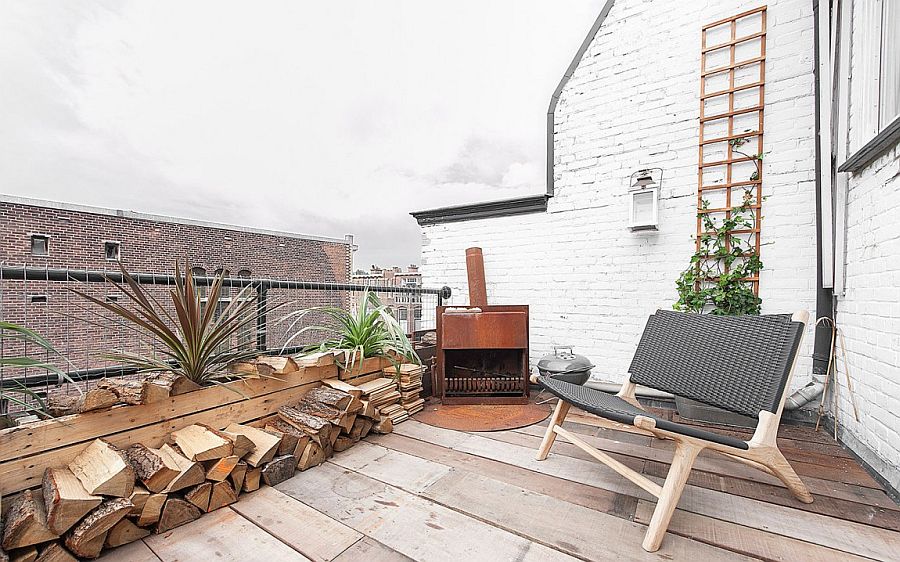 Balcony of the top floor Dutch apartment with city views