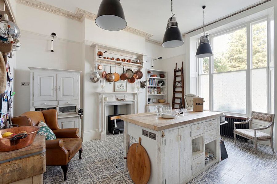 Beautiful Shabby Chic Style Kitchen With Tiled Flooring 