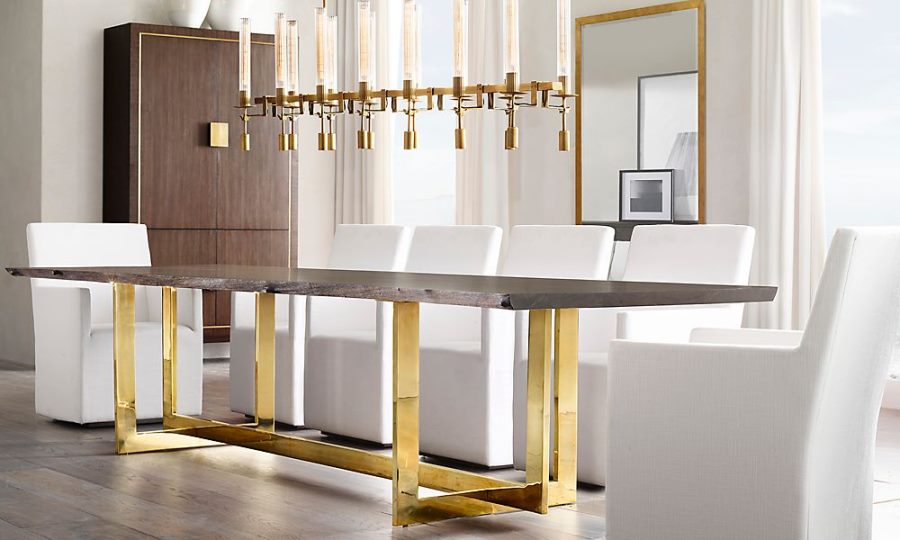 Brass dining table from RH Home