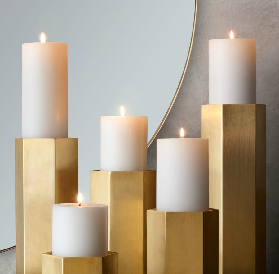 Brass hexagonal candle holders from RH Modern