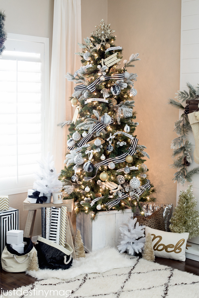 black and silver ornaments