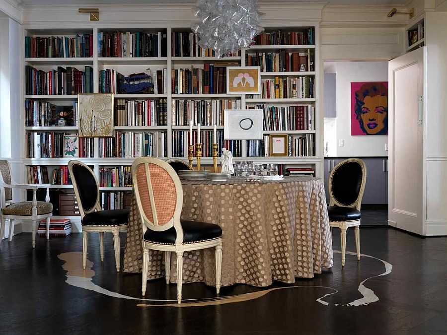 Classic and contemporary touches come together inside fabulous dining and reading room [Design: Katie Lydon Interiors]