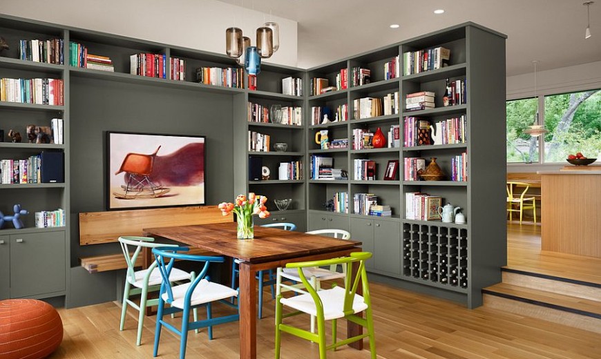 25 Dining Rooms And Library, Round Table Bookshelf