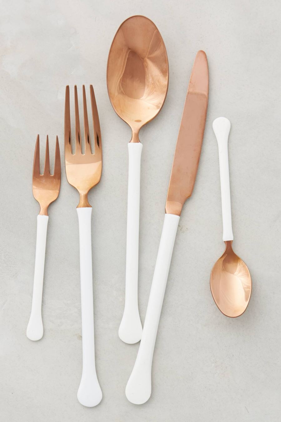 Copper and painted flatware from Anthropologie
