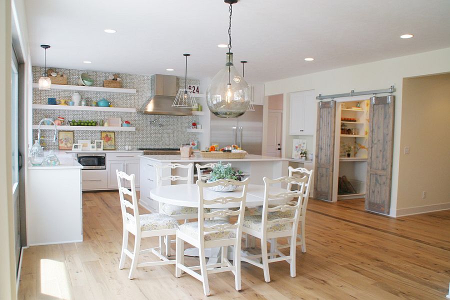 Create a unique kitchen with barn doors for the pantry