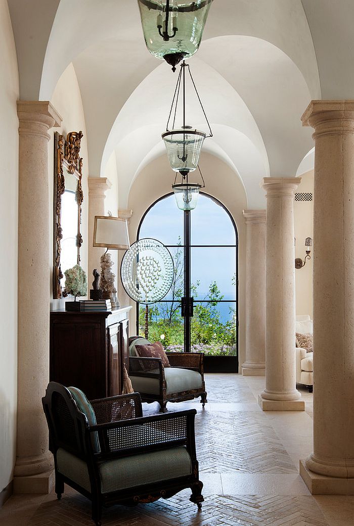 Custom fabricated Limestone columns bring that timeless Mediterranean charm