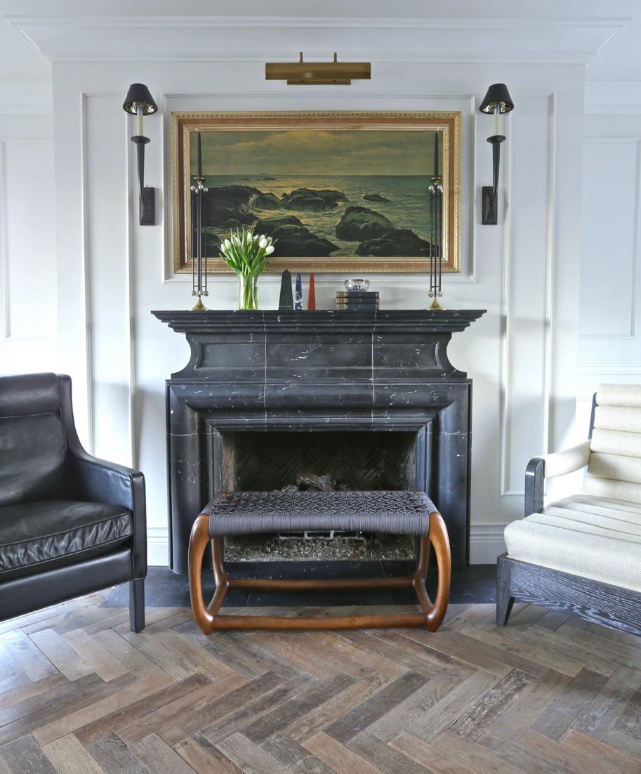 Custom marble fireplace in a traditional room