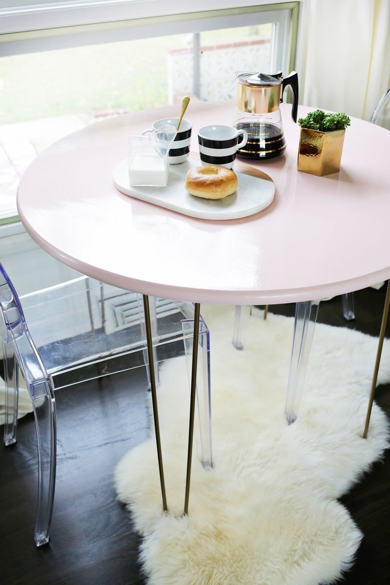 DIY pink table from A Beautiful Mess