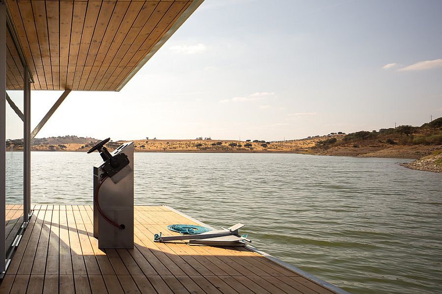 Deck of the floating house crafted for a mobile, planet-friendly lifestyle