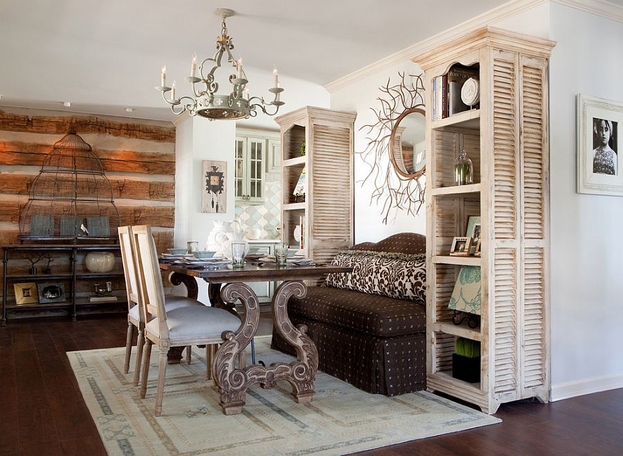 Design of the dining table elevates the shabby chic style in the room to a whole new level! [Design: Red Leaf Interiors / Reid Rolls Photography]