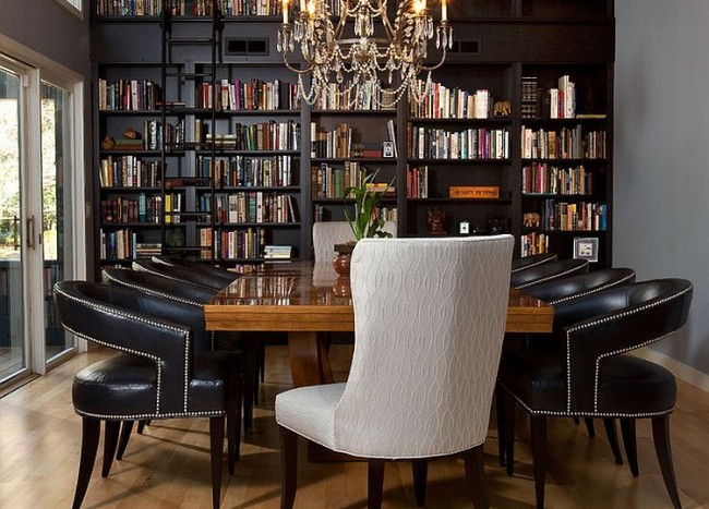 25 Dining Rooms and Library Combinations, Ideas, Inspirations