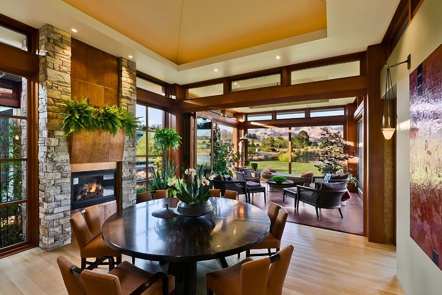 Dining room enjoys wonderful view of the country scenery