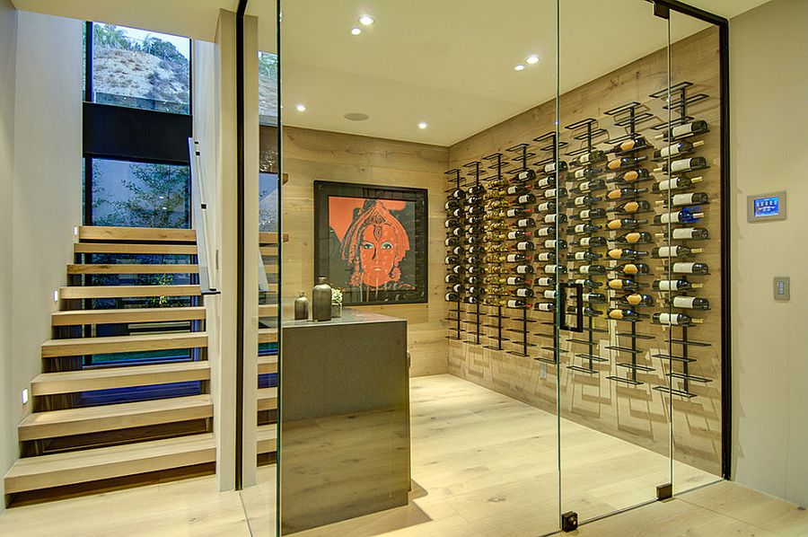 Expansive wine cellar under the staircase [From: Meridith Baer Home]