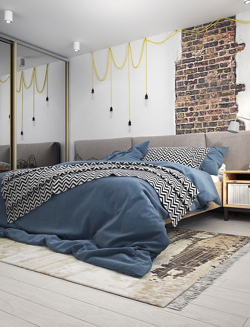 Expose a small section of the brick wall in bedroom for a sense of intrigue! [Design: Vitta-Group]