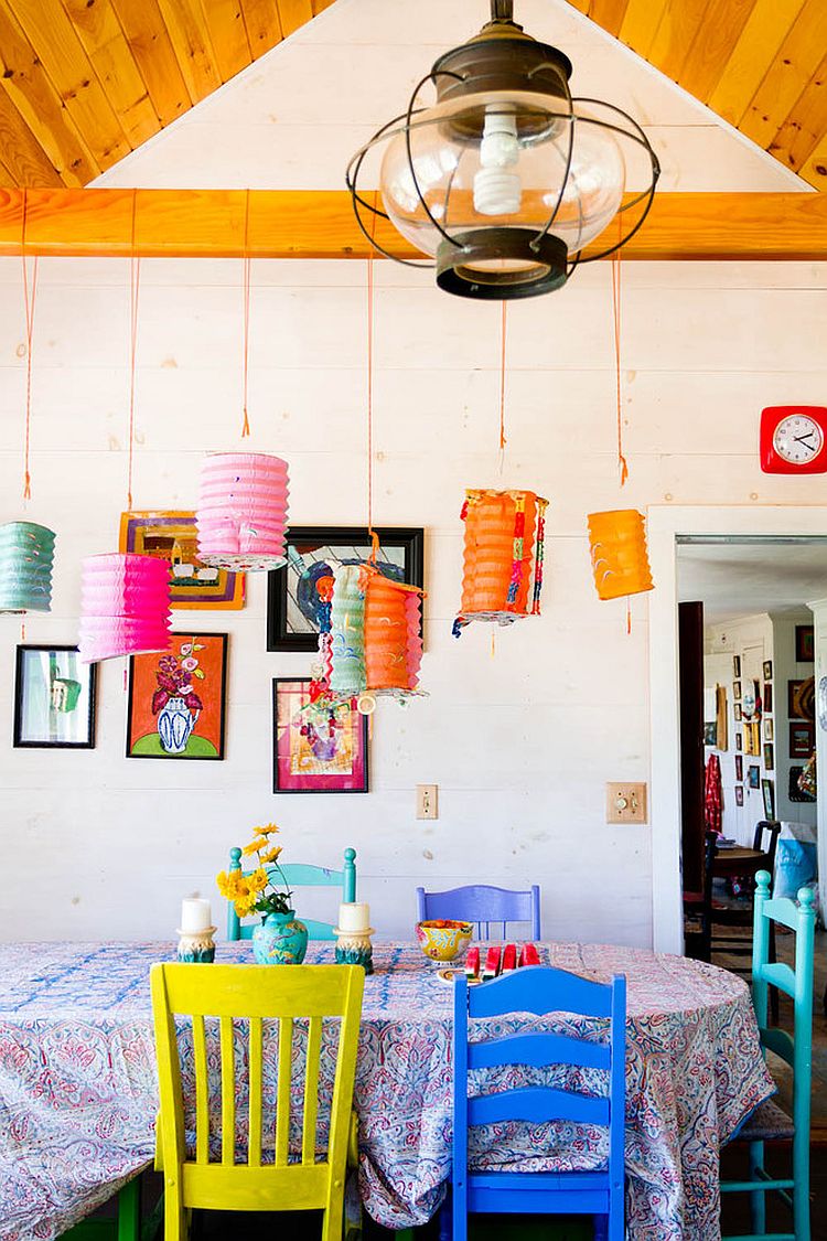 Fabulous farmhouse style dining room celebrates color and creativity [Photography: Rikki Snyder]