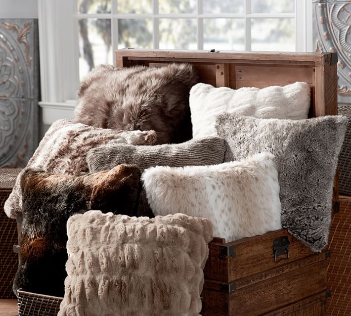 Faux fur pillows from Pottery Barn