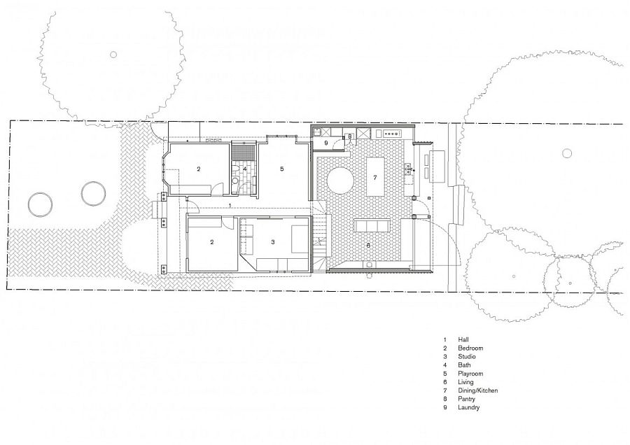 Floor plan of modern extension of home in Northcote