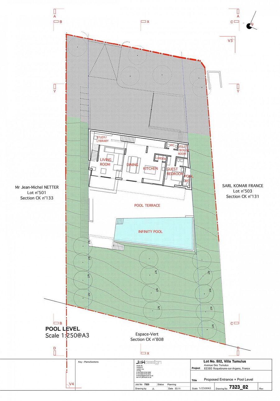 Floor plan of the lowest level of gorgeous French villa