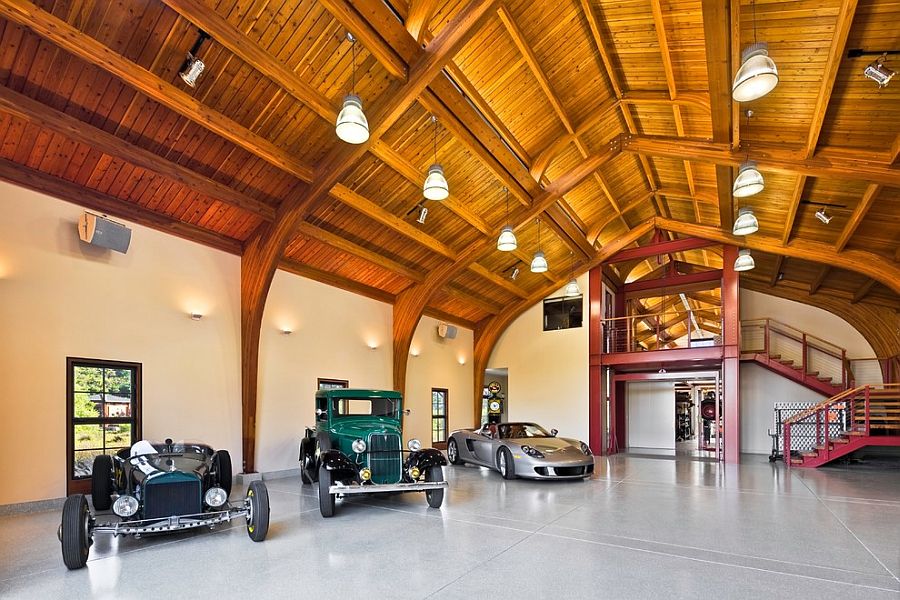 Garage showcases the personal car collection of the homeowner