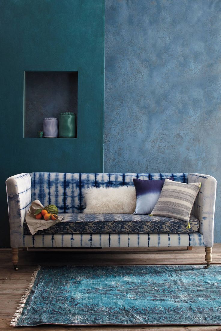 Hand-dyed shibori sofa from Anthropologie