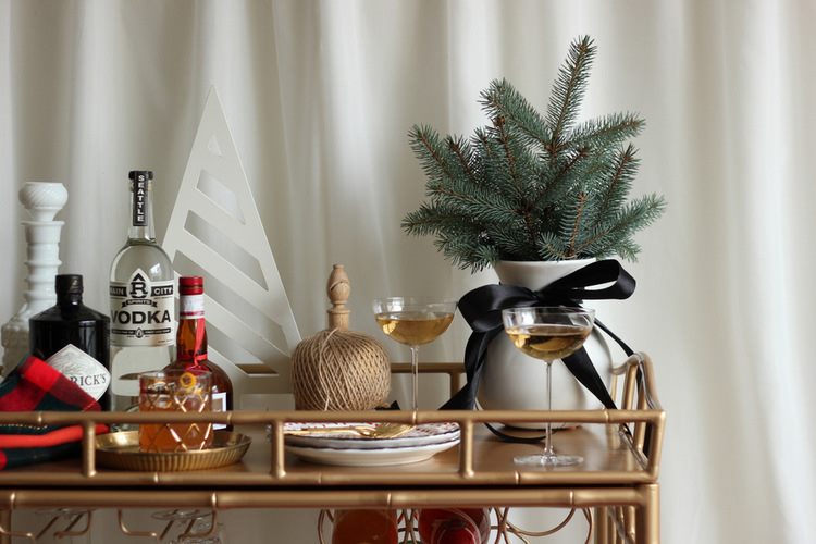 Holiday bar cart from Hank & Hunt