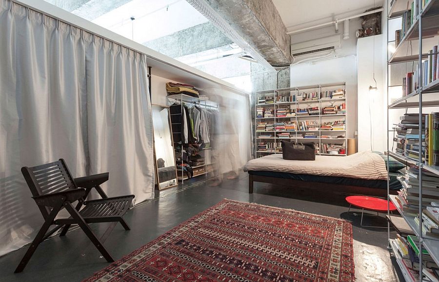 Industrial bedroom that puts practicality ahead of aesthetics