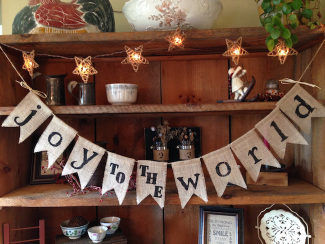 Joy to the World burlap holiday banner