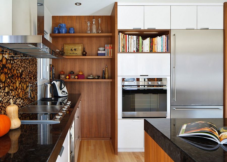 Kitchen corner open shelf idea