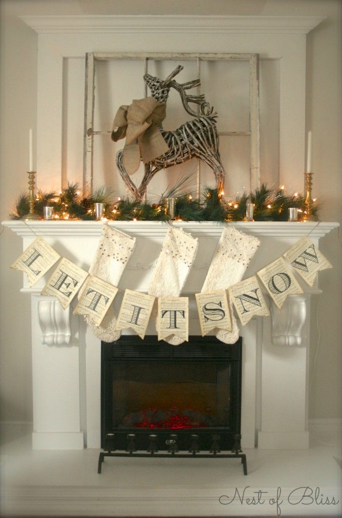 Let It Snow holiday banner on music sheets