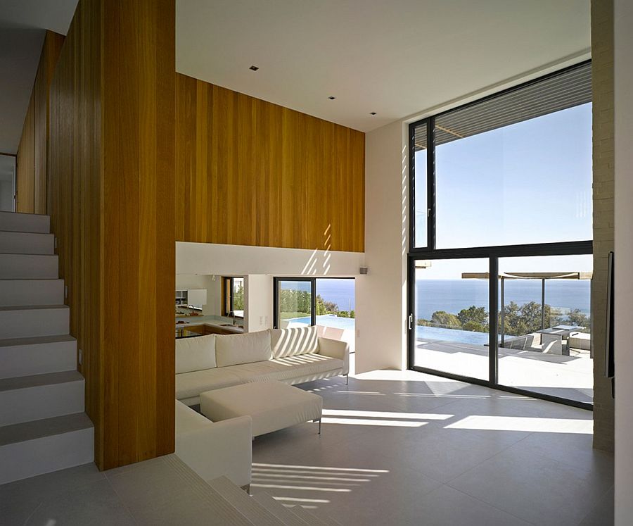 Living area offers unabated views of the distant bay