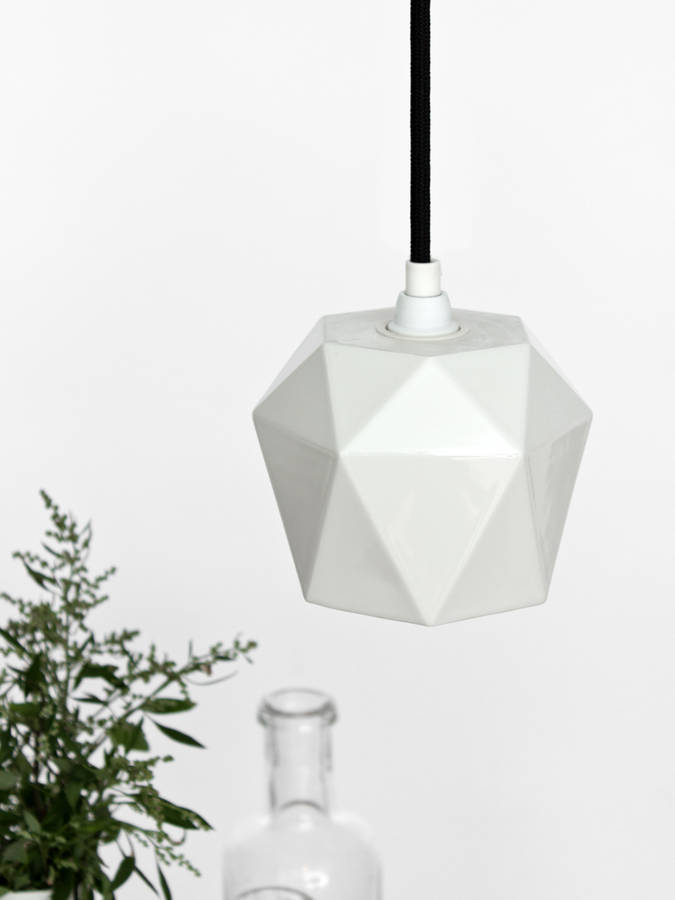 Modern faceted porcelain pendant light