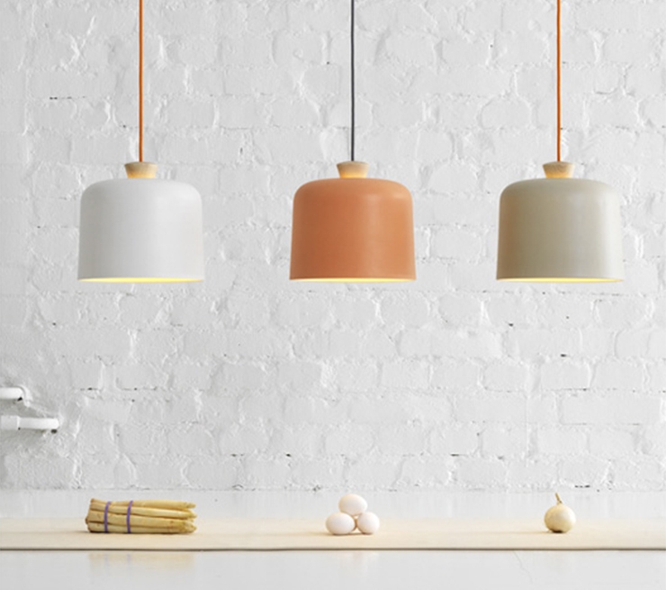 Modern porcelain lights with wooden fuses