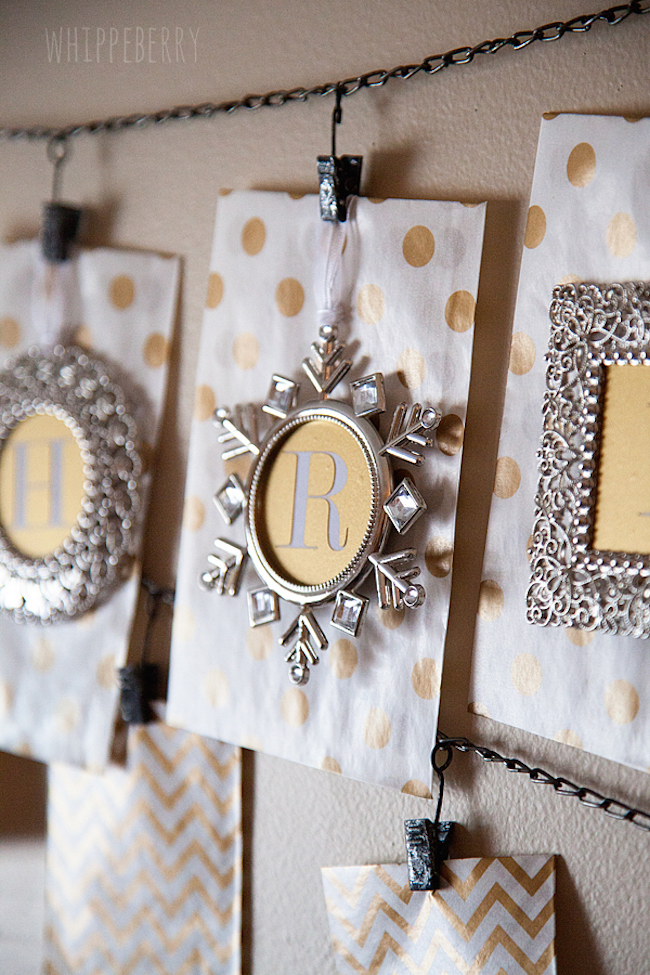 Ornament frames used to create a holiday banner