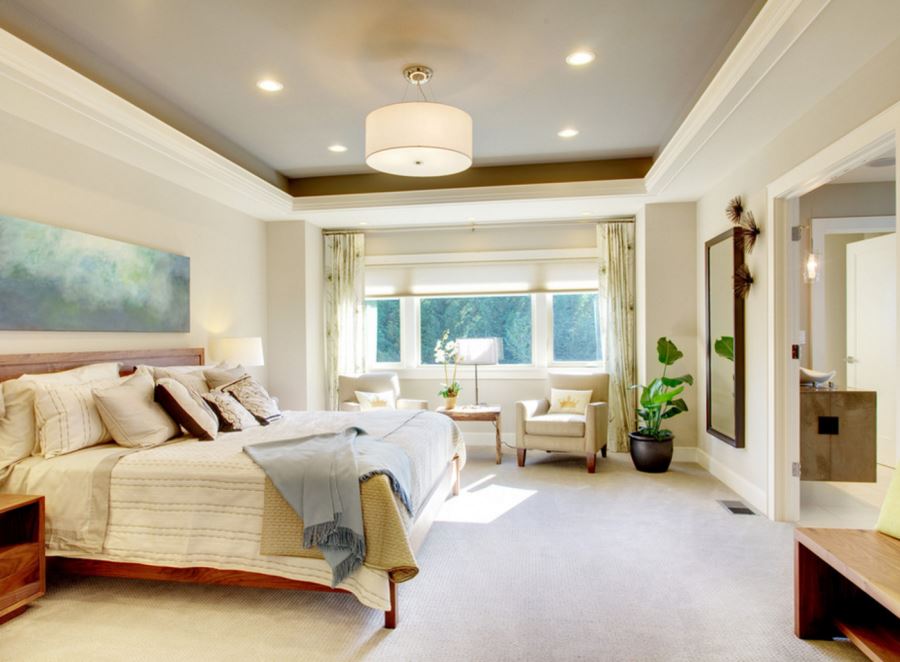 Painted taupe recessed ceiling