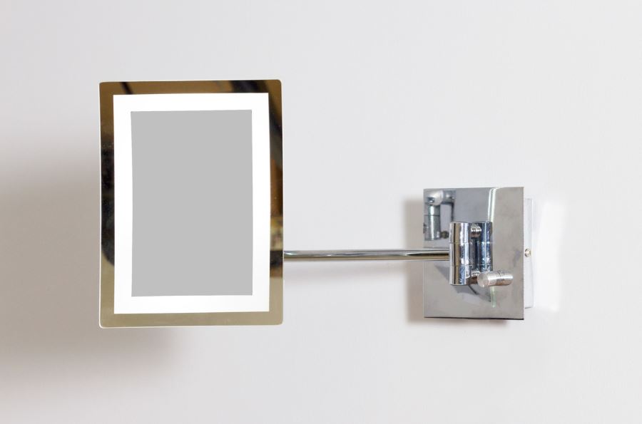 Rectangular wall mirror with LED lighting