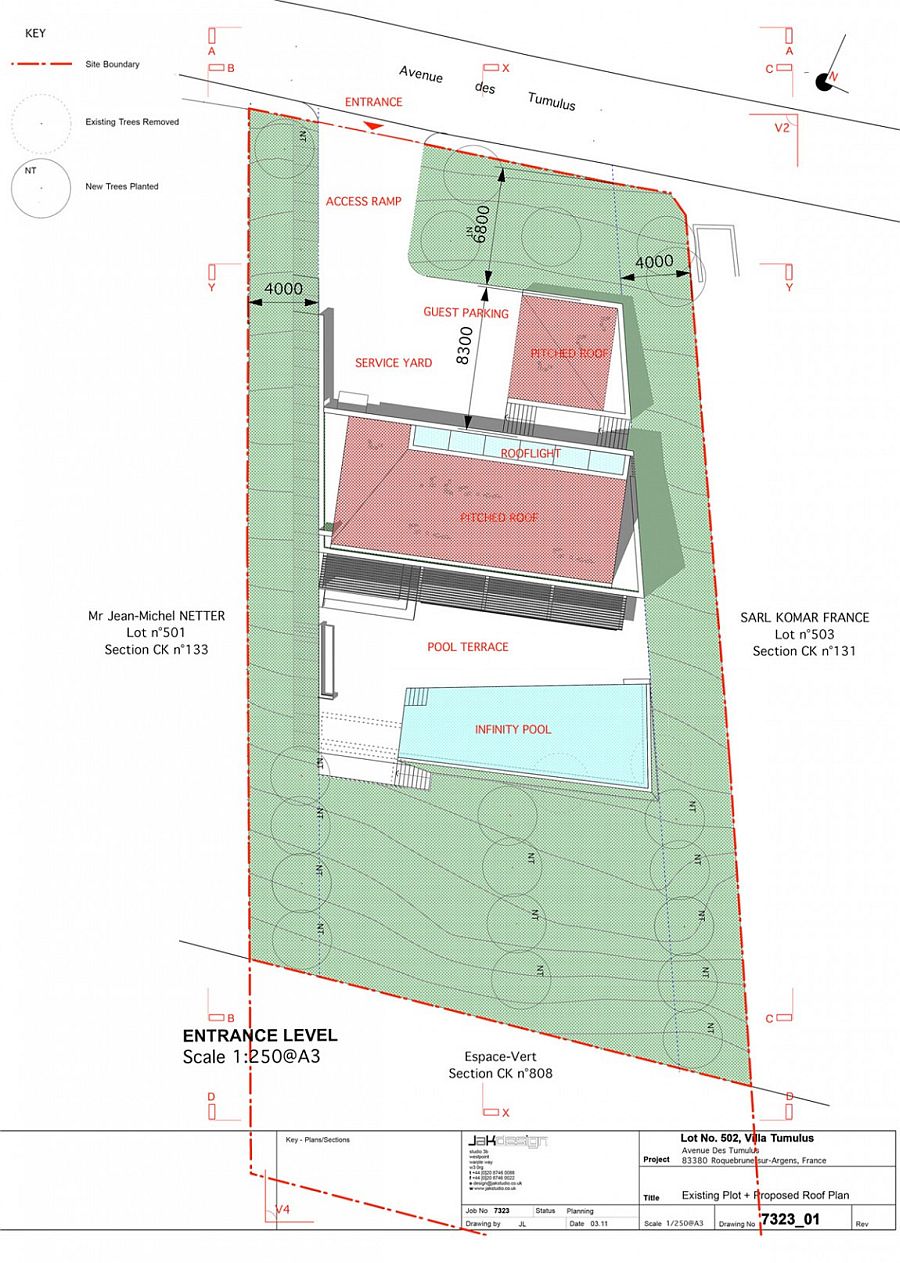 Roof Level floor plan of Villa Brash