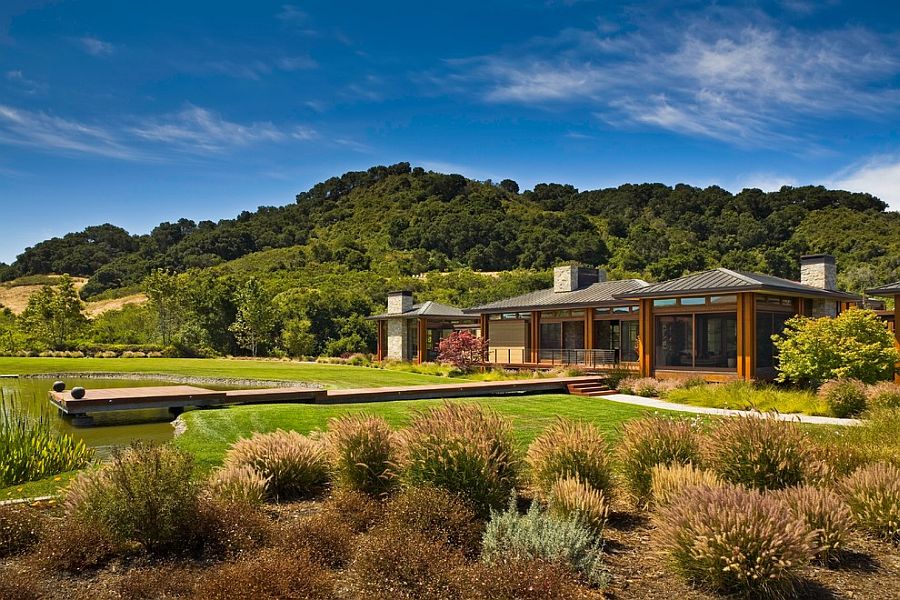 Rural landscape around the contemporary home turns it into a relaxing retreat