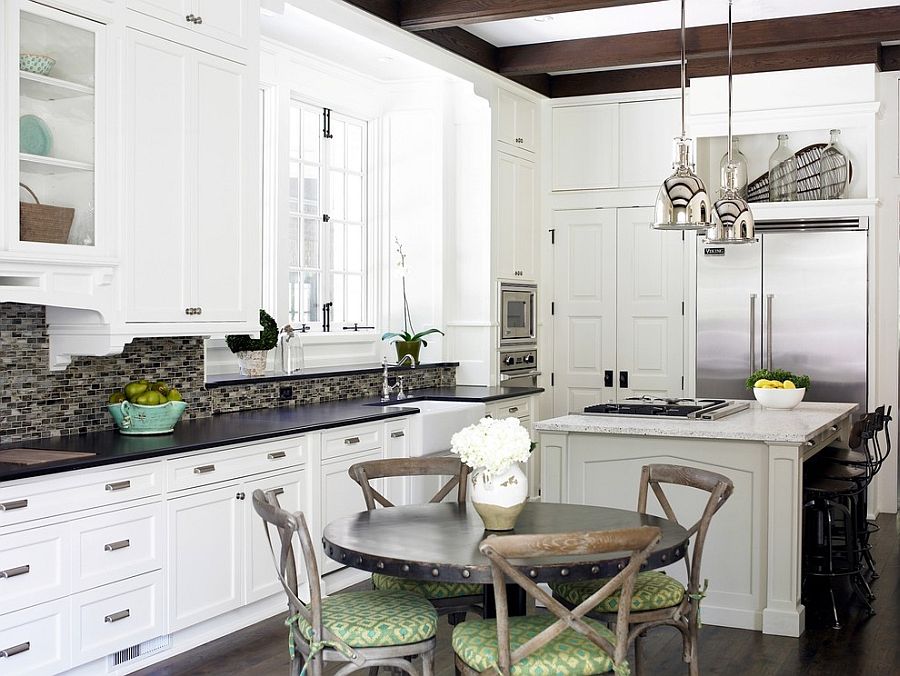 Shabby chic kitchen with French flavor and industrial overtones [Design: Brian Watford]