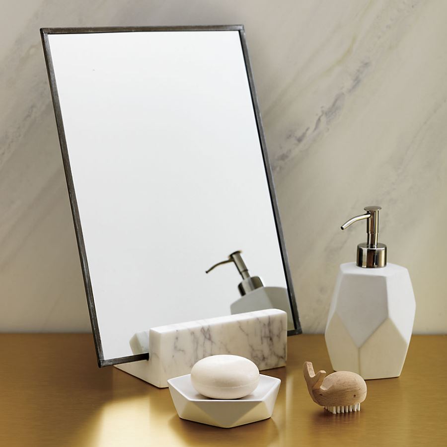 Shaving mirror with a marble base from CB2