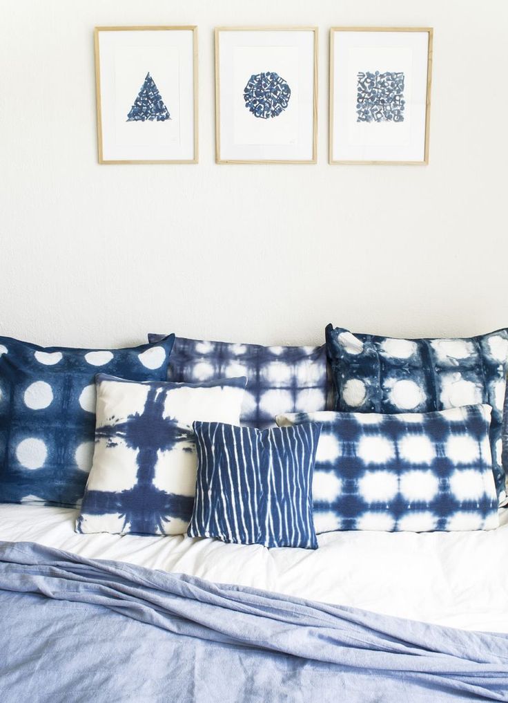 Shibori pillows with different patterns