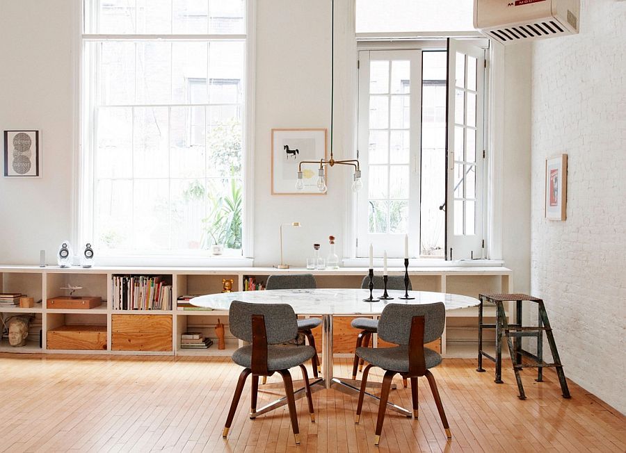 Smart storage and display cabinet for the spaciou dining area in open plan living space