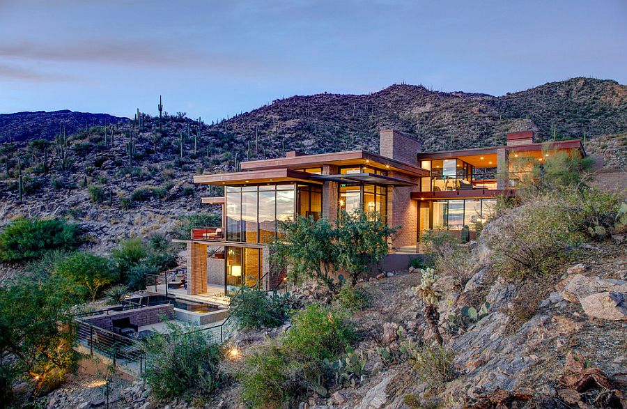 Sparkling contemporary mountain home that utilizes the nautural topography